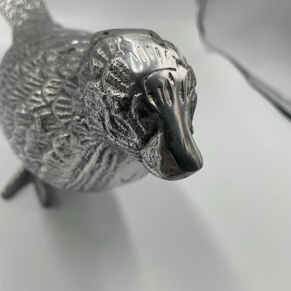 Metal Pheasant Figure Sculpture Silver Plate Pewter Are Decor MCM 18" - Picture 4 of 10